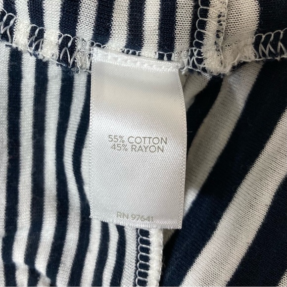 J JILL Black White 3/4 Sleeve Striped Knit Contrasting Trim Tunic Top Size Large - Picture 7 of 8